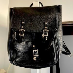 Designer and very gently used J.W.Hulme black leather backpack.